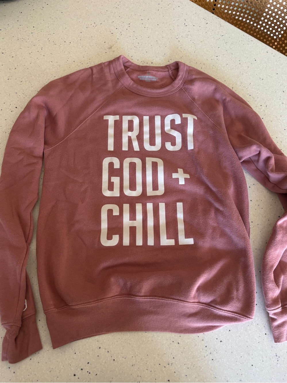 Trust God + Chill Crewneck Sweatshirt - Dusty Rose